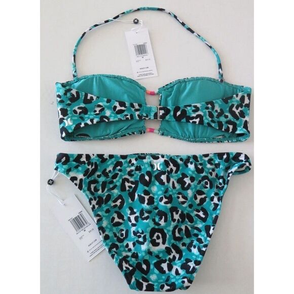Hurley HT1024/HB1027 Women’s Sz M Green/Black "Wild Cat" 2-Piece Bikini $100+ - Picture 2 of 10